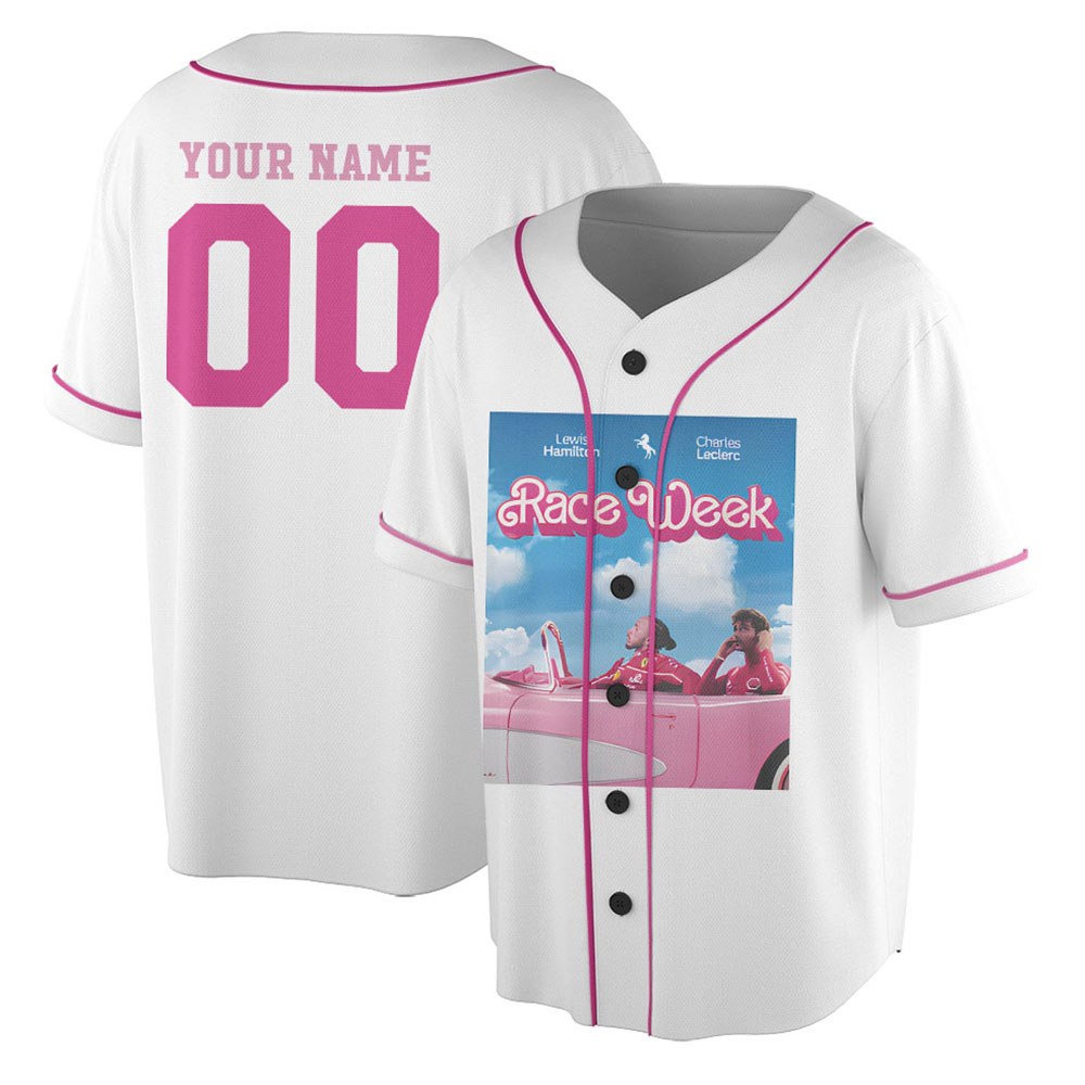 Charles Leclerc and Lewis Hamilton Jersey, Cute Pink Comfortable Race Week Gift for F1 Fans, Aesthetic Racing Clothing, Graphic Tee Merch - Image 4