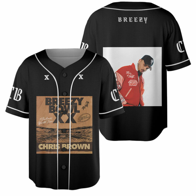 Alternative view of 2025 Chris Brown Breezy Bowl XX Tour Jersey, Chris Brown Album Jersey, Chris Brown Fan Gift, Chris Brown Merch, Chris Brown Graphic Jersey