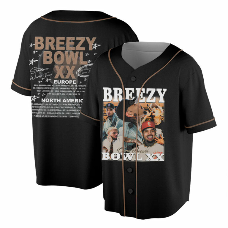 Alternative view of Chris Brown Breezy Bowl XX Tour 2025 Jersey, Chris Brown 2025 Concert, Chris Brown Fan Gift, Chris Brown Merch, Chris Brown Graphic Jersey
