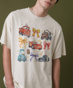 Alternative view of Retro Car Coquette Magical Bows Shirt, Car Friends T-Shirt, Family Vacation, Lighting McQueen Bow
