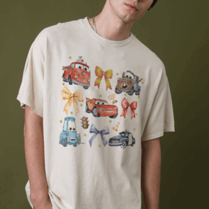 Alternative view of Retro Car Coquette Magical Bows Shirt, Car Friends T-Shirt, Family Vacation, Lighting McQueen Bow