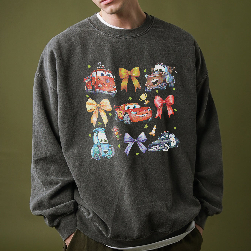 Retro Car Coquette Magical Bows Shirt, Car Friends T-Shirt, Family Vacation, Lighting McQueen Bow - Image 4