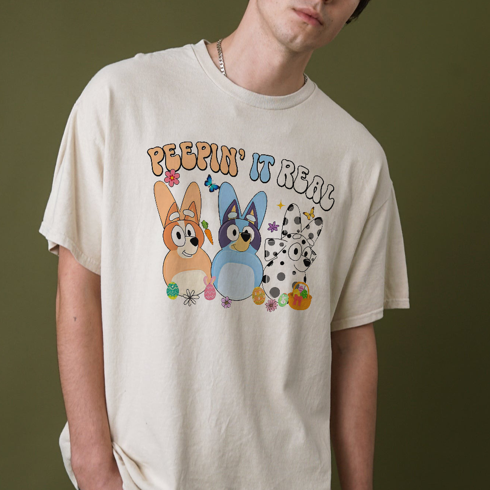 Peepin' It Real Shirt, Dog Easter T-Shirt, Happy Easter Day Sweatshirt, Easter Blue Dog Hoodie, Easter Vibes, Blue Dogs Easter - Image 5