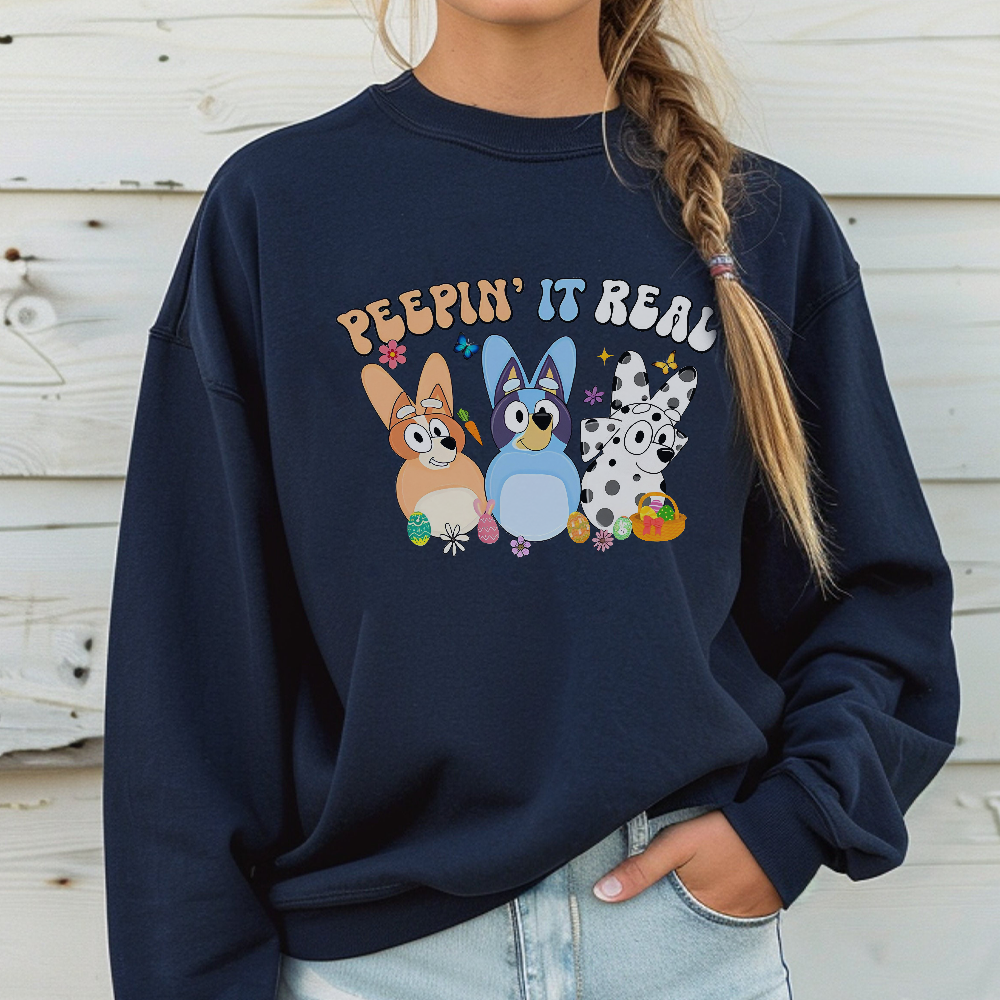 Peepin' It Real Shirt, Dog Easter T-Shirt, Happy Easter Day Sweatshirt, Easter Blue Dog Hoodie, Easter Vibes, Blue Dogs Easter