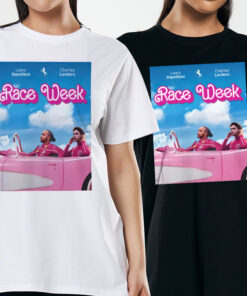 Alternative view of Charles Leclerc and Lewis Hamilton T-Shirt, Cute Pink Comfortable Race Week Gift for F1 Fans, Aesthetic Racing Clothing