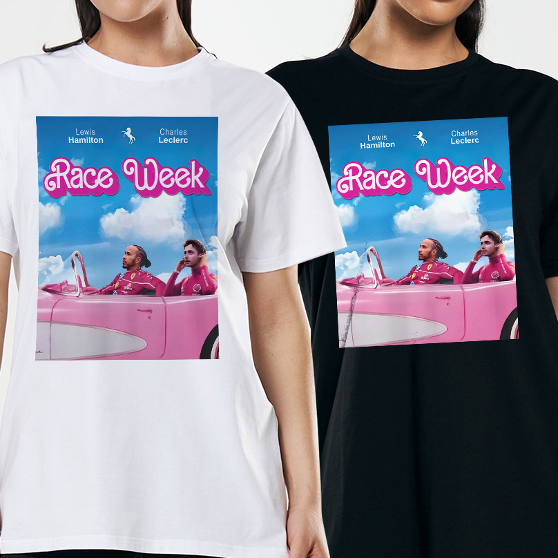 Charles Leclerc and Lewis Hamilton T-Shirt, Cute Pink Comfortable Race Week Gift for F1 Fans, Aesthetic Racing Clothing - Image 2