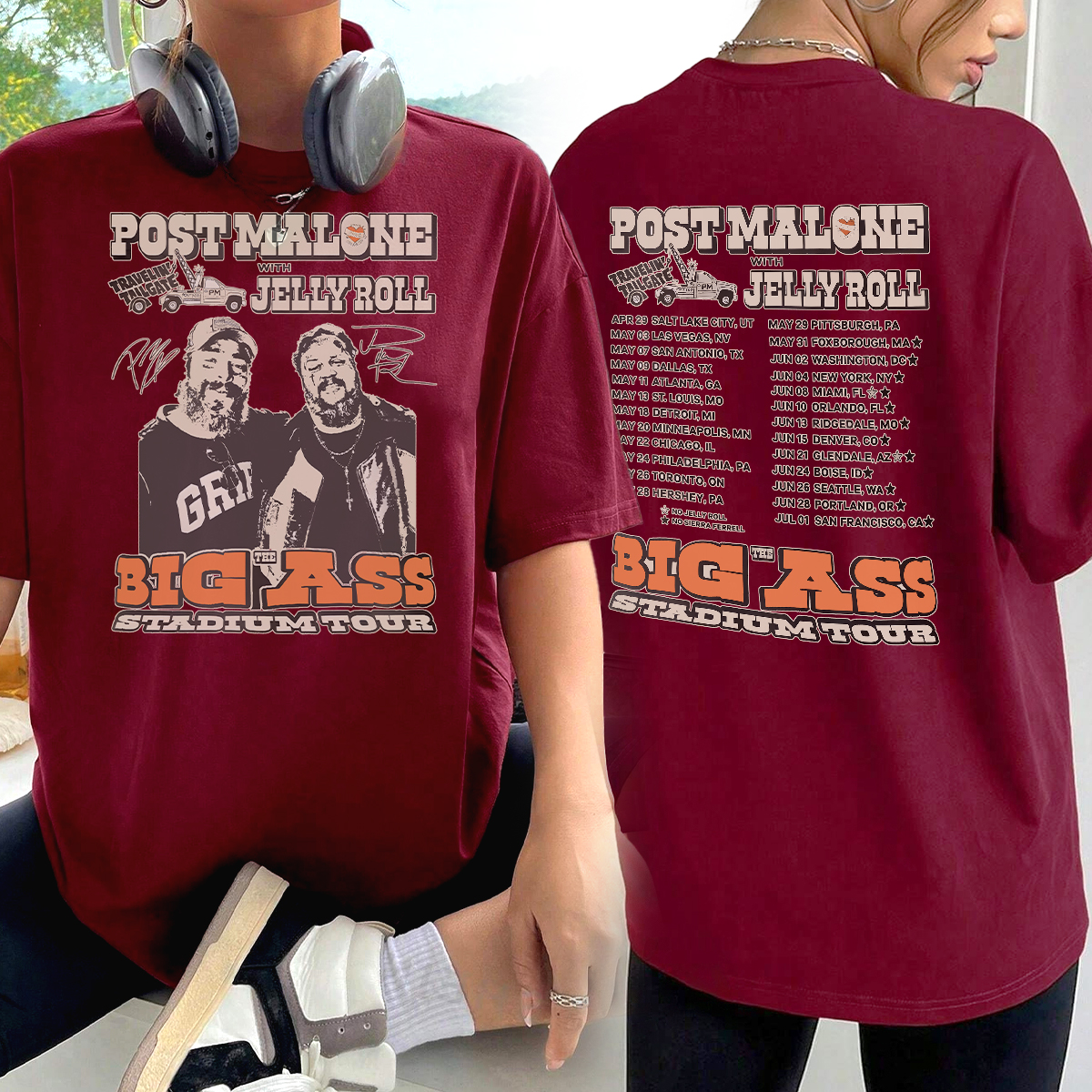 Vintage Post Malone Tour T-Shirt, Big Ass Stadium Tour, Posty 2025 Tour, Jelly Roll Sweatshirt, Posty Tour Merch,Country music shirt - Image 4