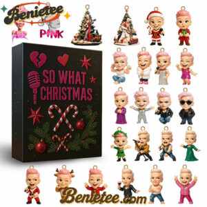 Pink So What Premium Advent Calendar 2025 CHRISTMAS GIFT, CHRISTMAS IDEA, Christmas Countdown Advent Calendar Gift Box with 24 Acrylic Ornaments