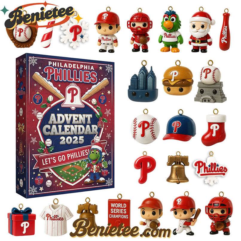 Philadelphia Phillies Premium Advent Calendar 2025 CHRISTMAS GIFT, CHRISTMAS IDEA, Christmas Countdown Advent Calendar Gift Box with 24 Acrylic Ornaments