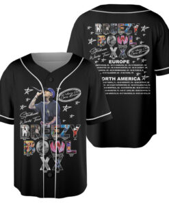 Alternative view of Vintage 2025 Chris Brown Tour Breezy Bowl XX Jersey, Chris Brown Graphic Jersey, Brown 2025 Shirt