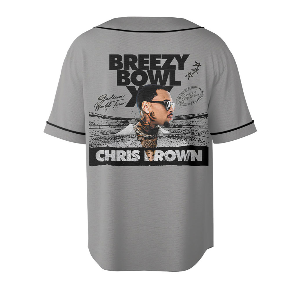 Vintage Chris Brown Tour 2025Baseball Jersey Tee For Fans, 2025 Chris Brown Tour Breezy Bowl XX Jersey, Chris Brown Graphic Jersey - Image 2