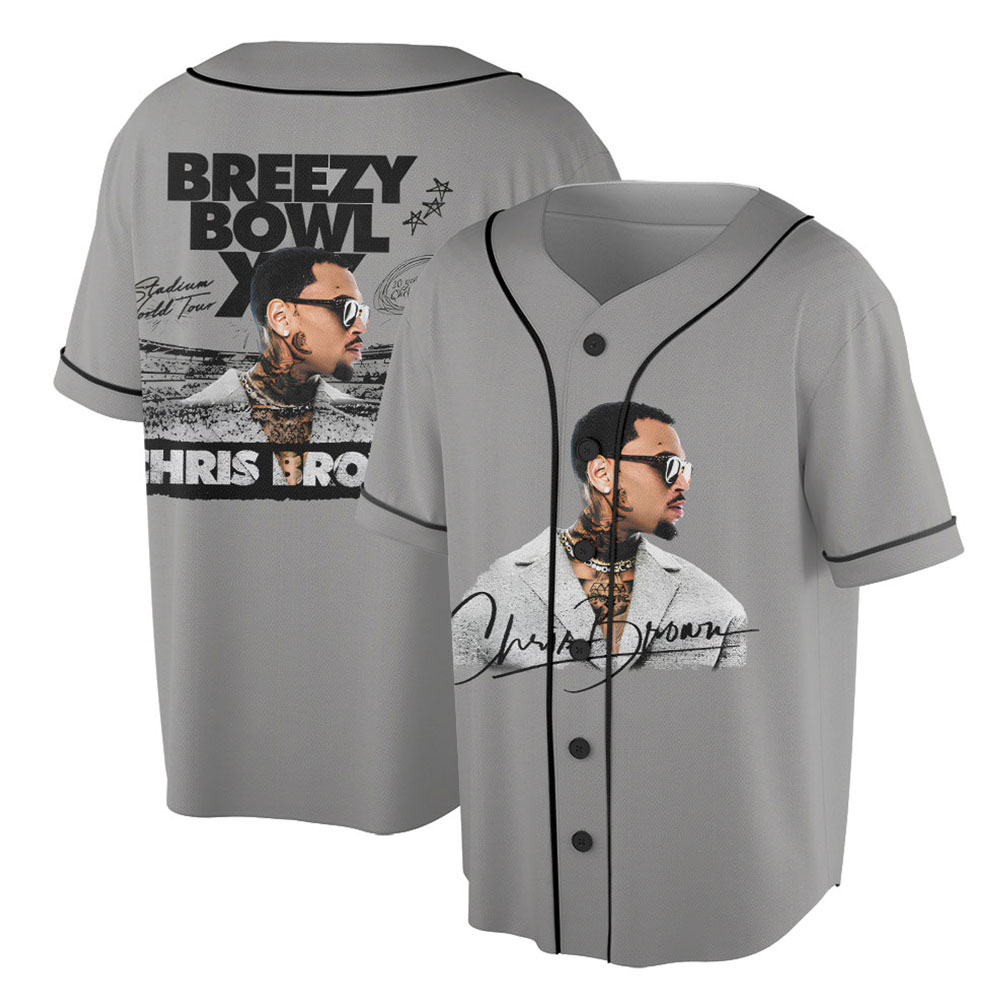 Vintage Chris Brown Tour 2025Baseball Jersey Tee For Fans, 2025 Chris Brown Tour Breezy Bowl XX Jersey, Chris Brown Graphic Jersey - Image 3