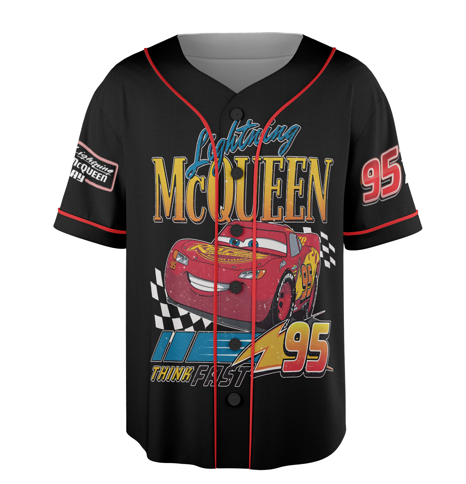 Mcqueen Baseball Jersey, Lightning Mcqueen Shirt, Disney Cars Shirt, Lightning Mcqueen Car Shirt, Cars Birthday Boy Shirt - Image 2