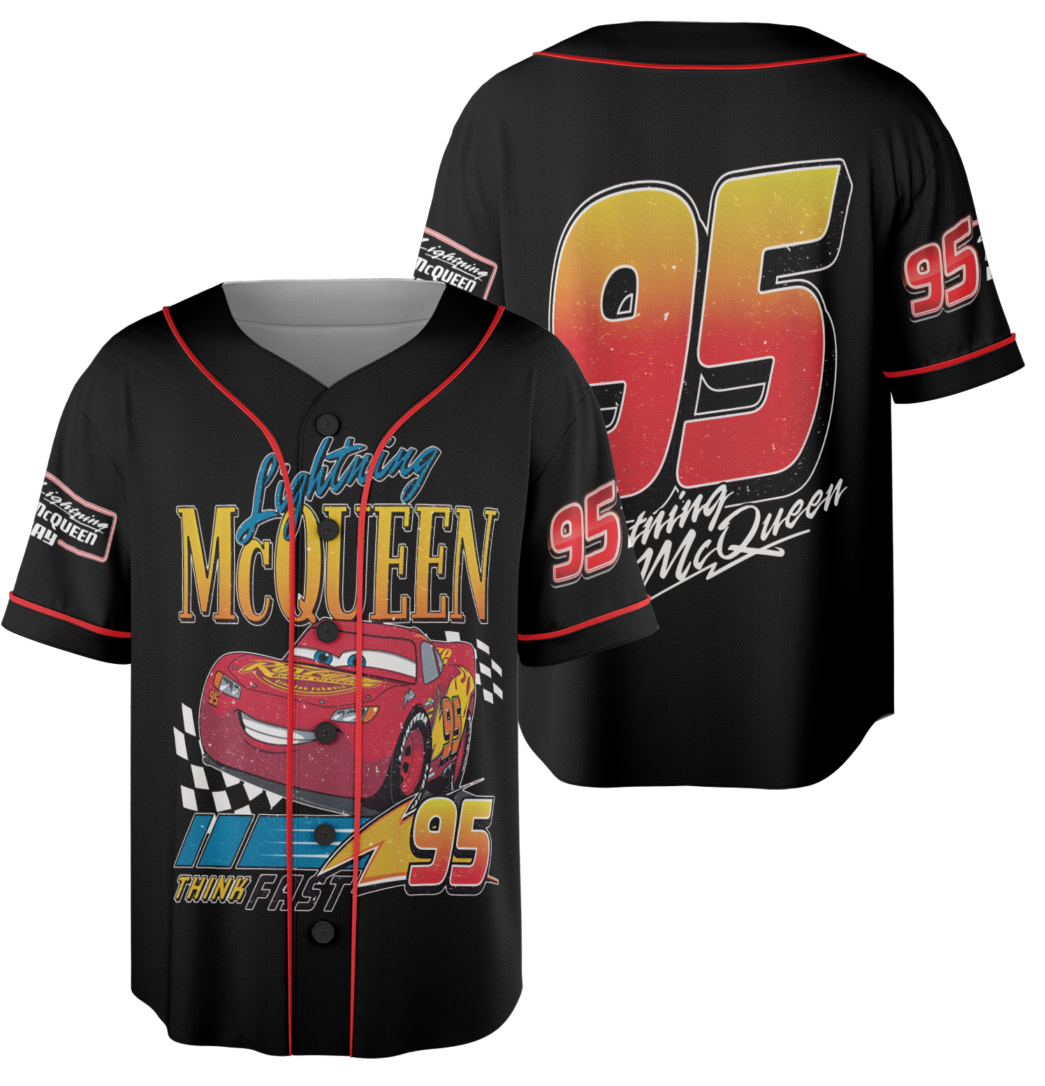 Mcqueen Baseball Jersey, Lightning Mcqueen Shirt, Disney Cars Shirt, Lightning Mcqueen Car Shirt, Cars Birthday Boy Shirt