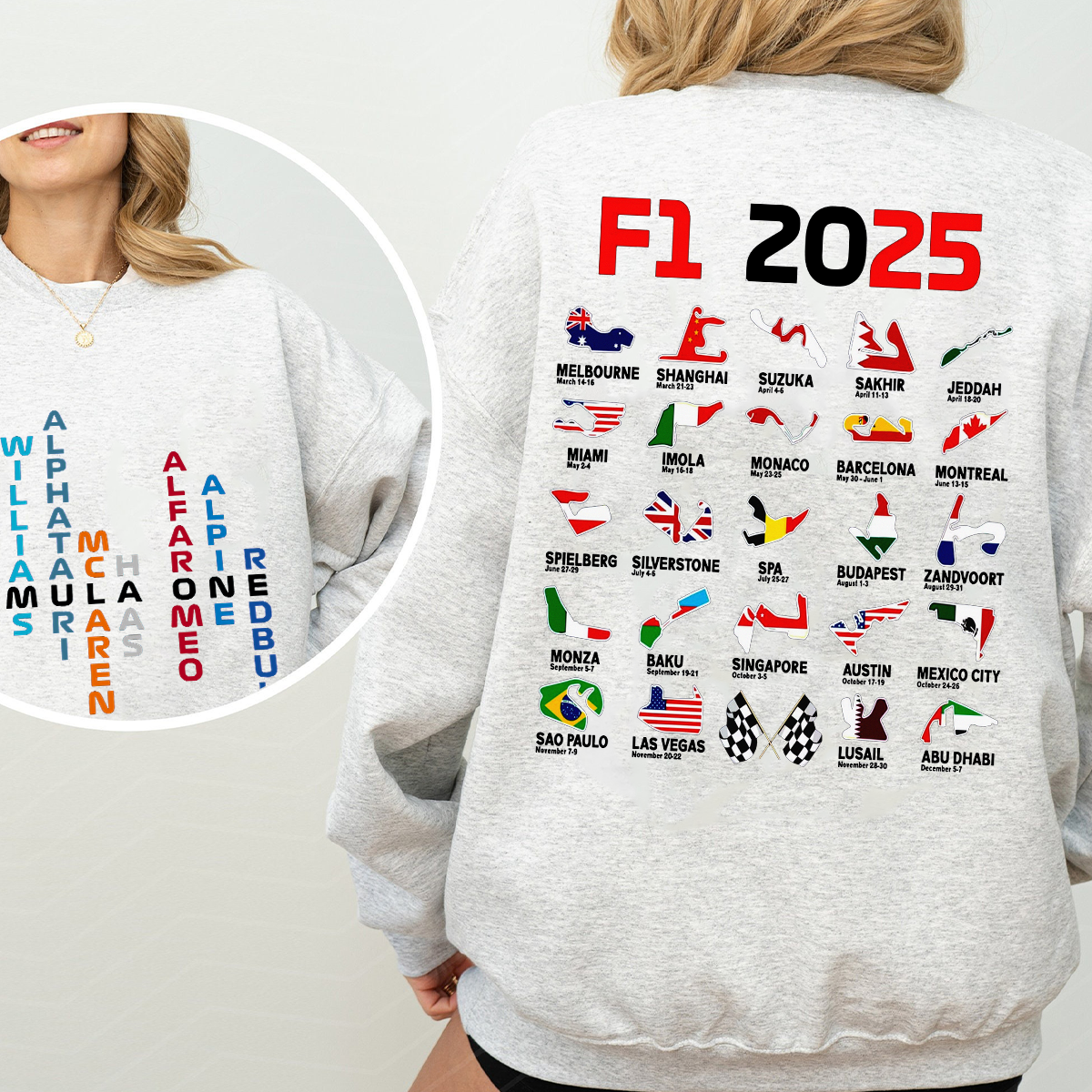 Formula 1 2025 Season Shirts,Formula 1 2025 Circuits Tshirt,Formula One 2025 Shirts,Formula 1 Grand Prix Season Sweatshirt,F1 Lover Tees - Image 3