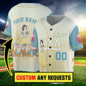 Snow White Baseball Jersey, Disney Princess Baseball Shirt, Disney Character Jersey Shirt, Magic Kingdom Jersey Men