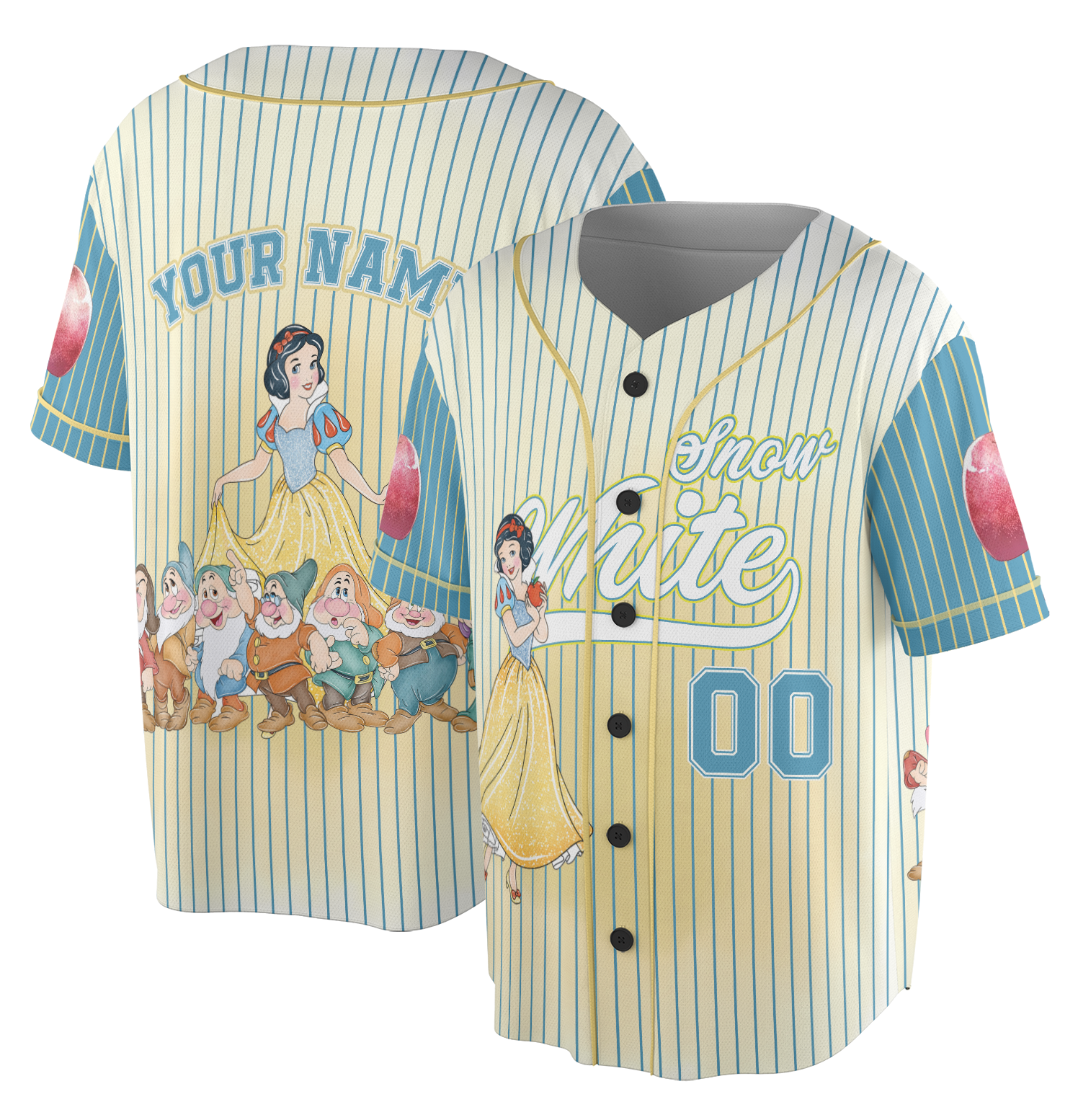 Snow White Baseball Jersey, Disney Princess Baseball Shirt, Disney Character Jersey Shirt, Magic Kingdom Jersey Men - Image 3