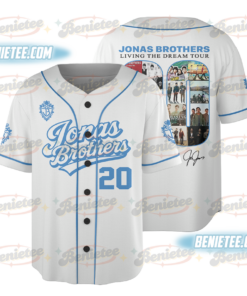 20th Anniversary Of Jonas Baseball Jersey, Living The Dream Tour 2025 Jersey, Jonas Fan Merchandise Shirt