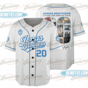 20th Anniversary Of Jonas Baseball Jersey, Living The Dream Tour 2025 Jersey, Jonas Fan Merchandise Shirt