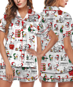 Funny Snoopy Short Pajamas Set, Christmas Apparel, Holiday Shirt, Christmas Party PJM, Merry Christmas Gift, Cute Christmas Dog Lover Gift