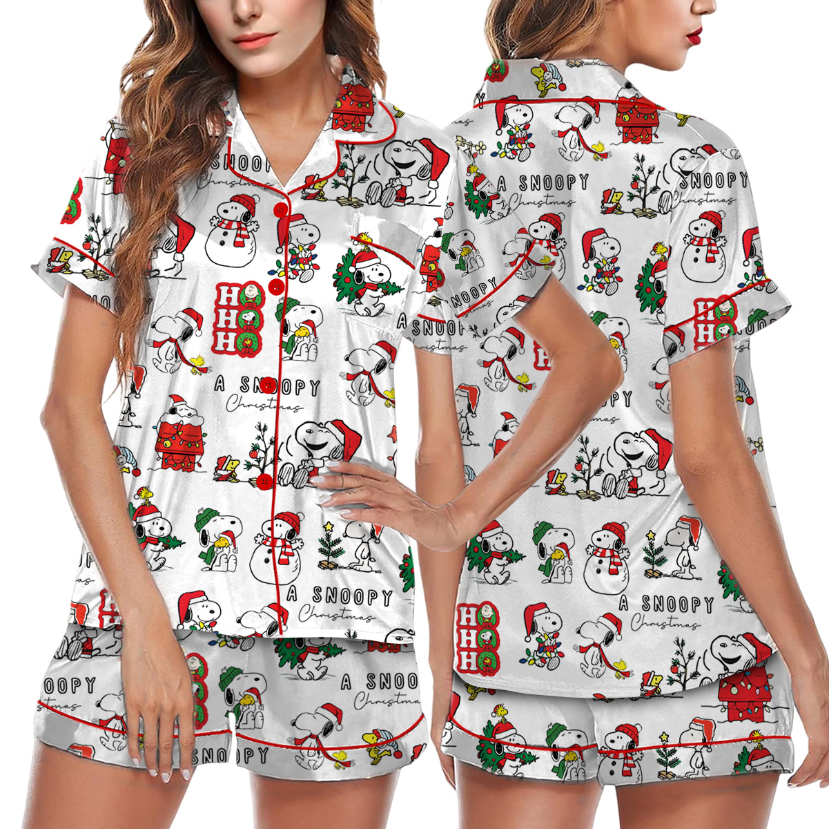 Funny Snoopy Short Pajamas Set, Christmas Apparel, Holiday Shirt, Christmas Party PJM, Merry Christmas Gift, Cute Christmas Dog Lover Gift