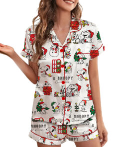 Alternative view of Funny Snoopy Short Pajamas Set, Christmas Apparel, Holiday Shirt, Christmas Party PJM, Merry Christmas Gift, Cute Christmas Dog Lover Gift