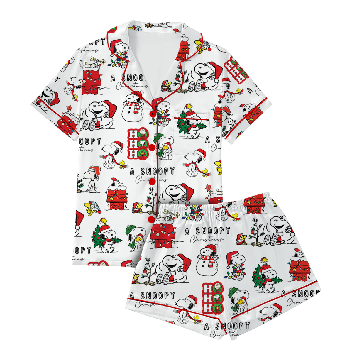 Funny Snoopy Short Pajamas Set, Christmas Apparel, Holiday Shirt, Christmas Party PJM, Merry Christmas Gift, Cute Christmas Dog Lover Gift - Image 3