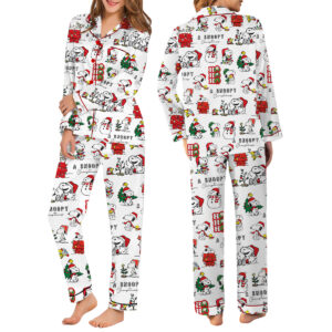 Funny Snoopy Pajamas Set Long, Christmas Apparel, Holiday Shirt, Christmas Party PJM, Merry Christmas Gift, Cute Christmas Dog Lover Gift