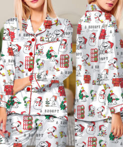 Alternative view of Funny Snoopy Pajamas Set Long, Christmas Apparel, Holiday Shirt, Christmas Party PJM, Merry Christmas Gift, Cute Christmas Dog Lover Gift