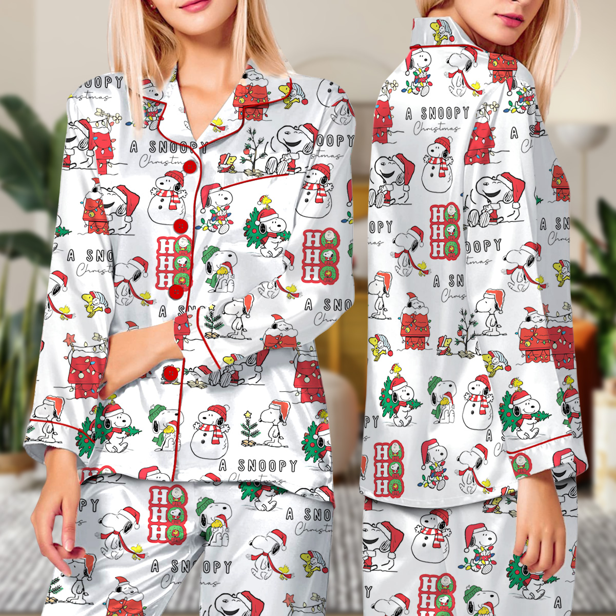 Funny Snoopy Pajamas Set Long, Christmas Apparel, Holiday Shirt, Christmas Party PJM, Merry Christmas Gift, Cute Christmas Dog Lover Gift - Image 2