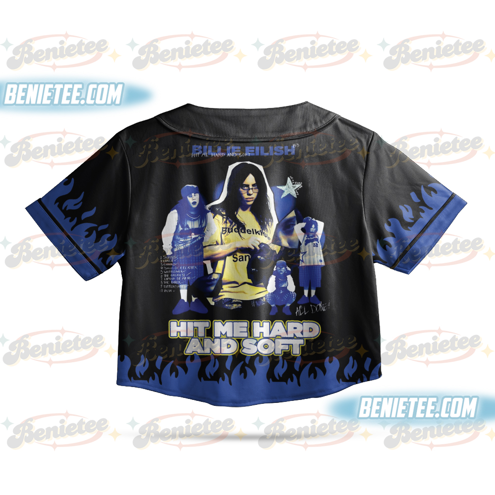 Billie Eilish Tour Croptop Baseball Jersey, Hit Me Hard and Soft Concert Croptop Baseball Jersey - Image 3