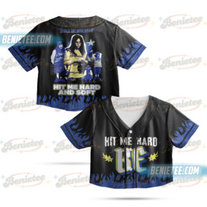 Billie Eilish Tour Croptop Baseball Jersey, Hit Me Hard and Soft Concert Croptop Baseball Jersey