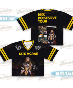 Vintage Tate McRae Croptop Football Jersey Mesh, Tate McRae Miss Possessive Tour 2025 Croptop Football Jersey