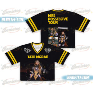 Vintage Tate McRae Croptop Football Jersey Mesh, Tate McRae Miss Possessive Tour 2025 Croptop Football Jersey