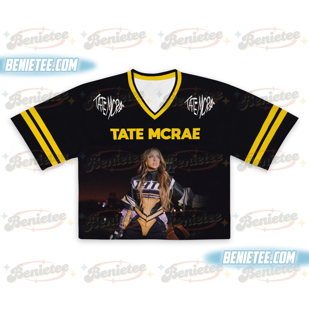 Vintage Tate McRae Croptop Football Jersey Mesh, Tate McRae Miss Possessive Tour 2025 Croptop Football Jersey - Image 3
