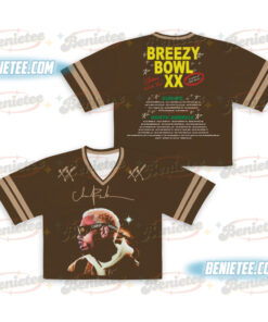 Vintage Chris Brown Tour Breezy Bowl Croptop Football Jersey Mesh, XX Tour 2025 Croptop Football Jersey