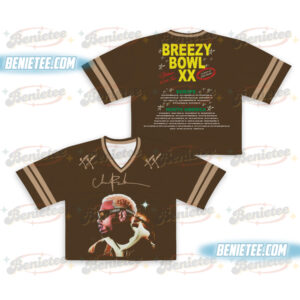 Vintage Chris Brown Tour Breezy Bowl Croptop Football Jersey Mesh, XX Tour 2025 Croptop Football Jersey
