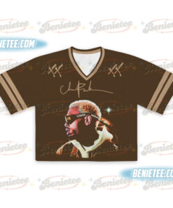 Alternative view of Vintage Chris Brown Tour Breezy Bowl Croptop Football Jersey Mesh, XX Tour 2025 Croptop Football Jersey