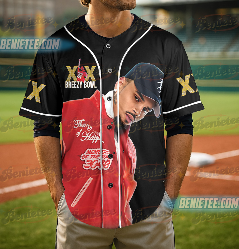Chris Brown XX 2025 Baseball Jersey Shirt, Chris Brown 11:11 Tour Shirt, Chris Brown Breezy Bowl Baseball Jersey - Image 2