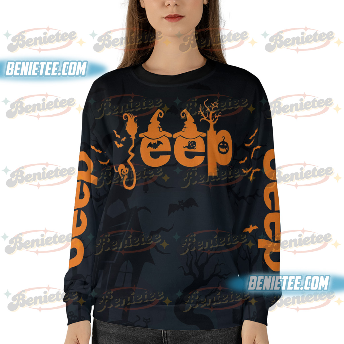 Halloween My Broom Broke So Now I Ride A Jeep Ugly Sweater, Halloween Sweatshirt, Cute Spooky Season Gift, Fall Shirt - Image 2