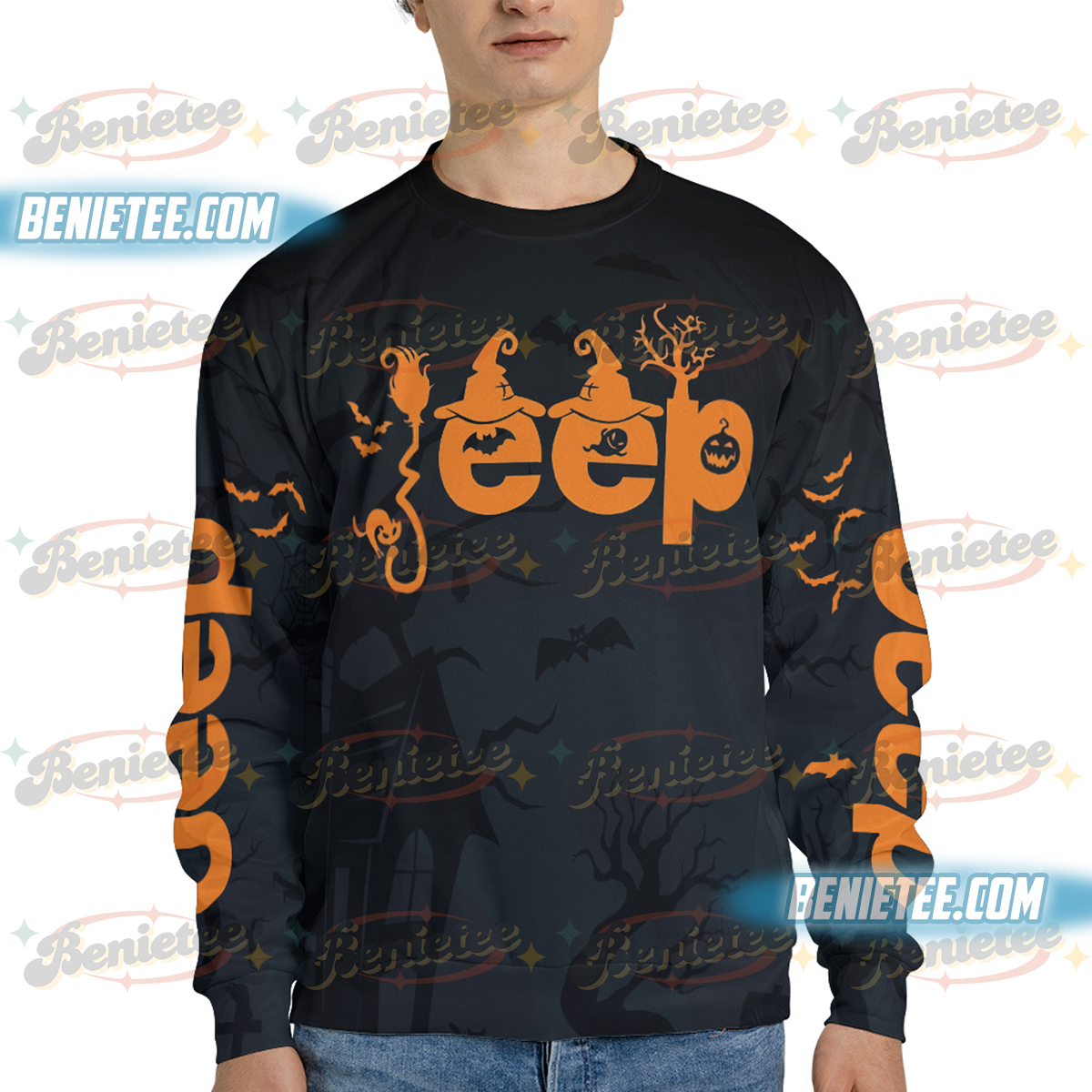 Halloween My Broom Broke So Now I Ride A Jeep Ugly Sweater, Halloween Sweatshirt, Cute Spooky Season Gift, Fall Shirt - Image 5