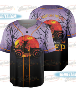 Halloween My Broom Broke So Now I Ride A Jeep Jersey, Halloween Baseball Jersey, Cute Spooky Season Gift, Fall Shirt