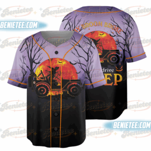 Halloween My Broom Broke So Now I Ride A Jeep Jersey, Halloween Baseball Jersey, Cute Spooky Season Gift, Fall Shirt