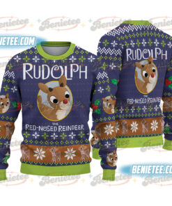Merry Christmas Reindeer Ugly Sweater, Rudolph The Red Nosed Reindeer Sweatshirt, Rudolph Christmas Shirt, Santa Reindeer Shirt, Rudolph Xmas Shirt