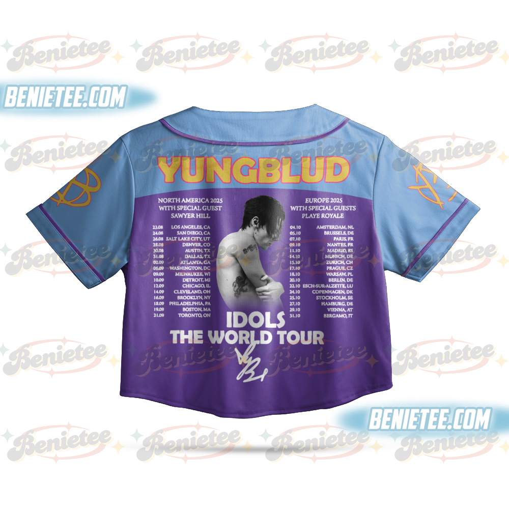 Yungblud IDOLS Tour Croptop Baseball Jersey, 2025 Music Tour Merch Jersey, IDOLS Tour 2025 Yungblud - Image 2