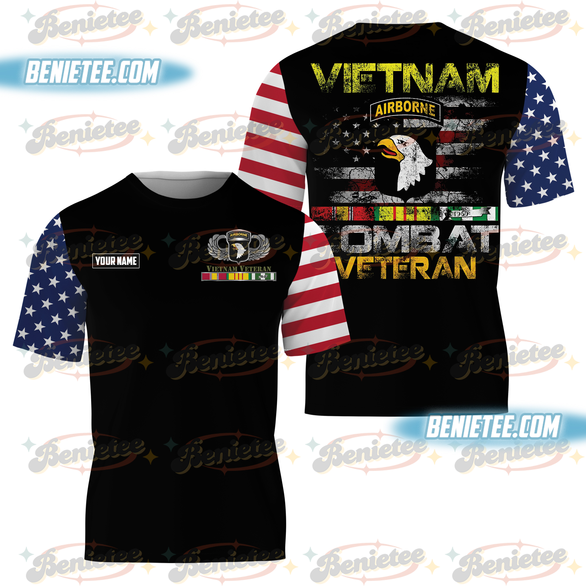 U.S Amy 101st Airborne Vietnam Combat Veteran Army Veterans Day Tee 3D