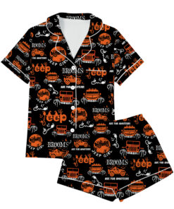 Halloween My Broom Broke So Now I Ride A Jeep Pajamas Set Short, Halloween Pajamas, Cute Spooky Season Gift