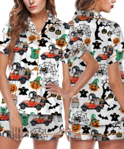 Funny Halloween Construction Pajamas Set Short, Boo-Dozer Toddler Graphic Tee, Cute Bulldozer Halloween