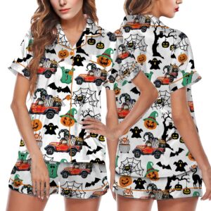 Funny Halloween Construction Pajamas Set Short, Boo-Dozer Toddler Graphic Tee, Cute Bulldozer Halloween