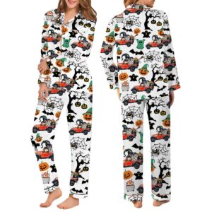 Funny Halloween Construction Pajamas Set Long, Boo-Dozer Toddler Graphic Tee, Cute Bulldozer Halloween